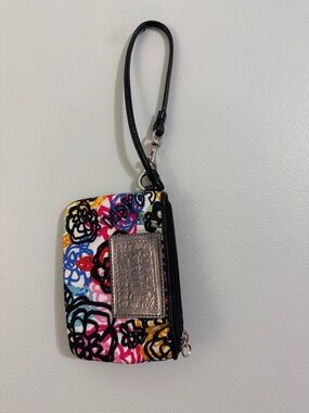 Colorful Floral Wristlet with Metal Logo Plate from Coach